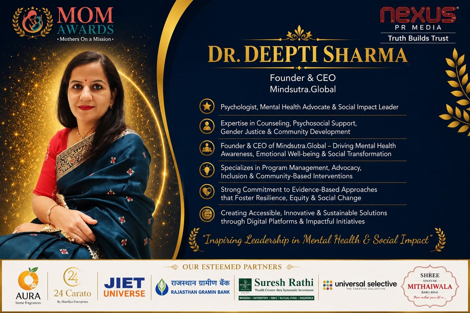 Mom Awards recognition for Mindsutra Global's founder
