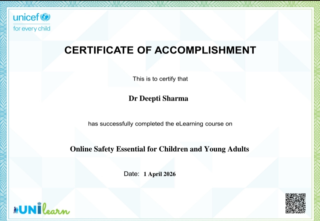 UNICEF certificate of accomplishment