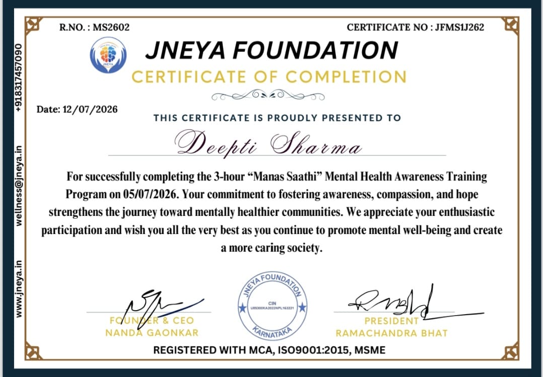 JNEYA Foundation certificate of completion