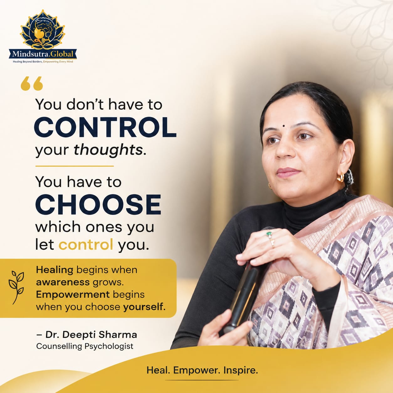 Dr. Deepti Sharma, Counselling Psychologist and Founder of Mindsutra Global